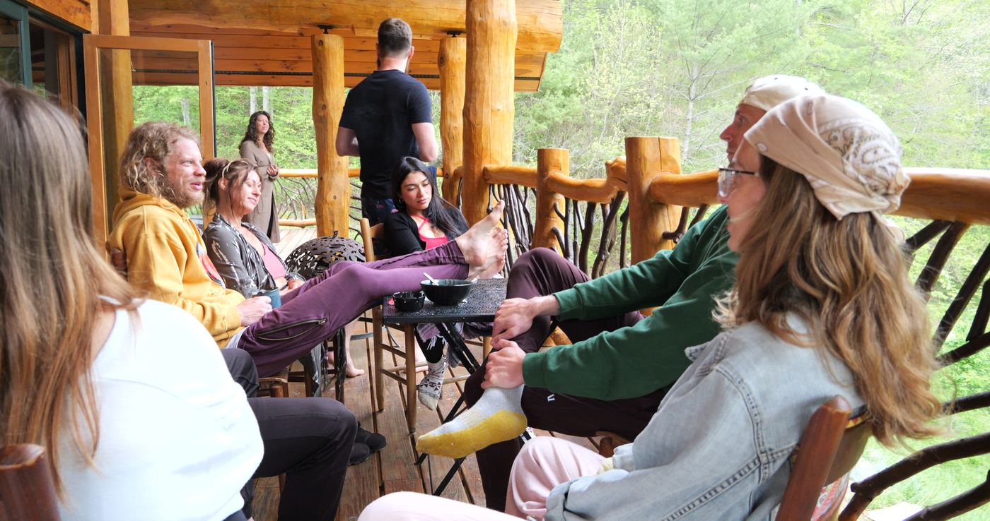 MyCo retreat gathering on the porch